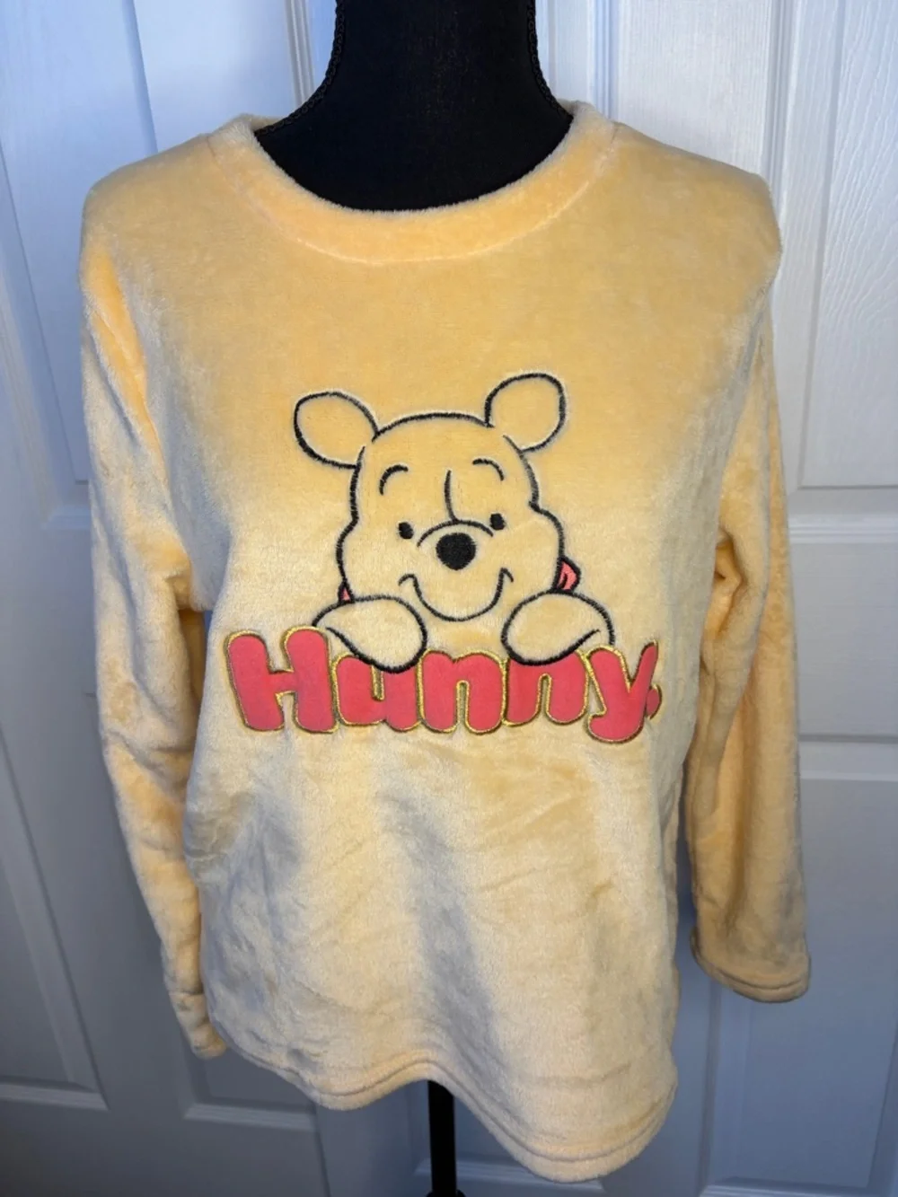 Disney Yellow Winnie the Pooh "Hunny" Plush Pajama Top size small - Picture 1 of 11